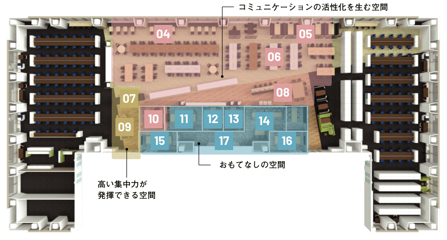 14F 事務室エリア+来客エリア フロアマップ