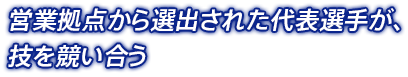 営業拠点から選出された代表選手が、技を競い合う